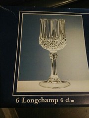6 Longchamp 6cl 24% Lead Crystal Stemglasses Cristal d’Arques 4 1/2 High