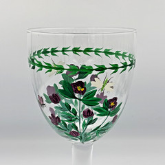 SET OF 4 PORTMEIRION BOTANIC GARDEN 18oz WATER WINE GOBLETS HAND PAINTED GLASSES