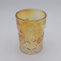 Water Lily & Cattails Marigold by Fenton Flat Tumbler Cup
