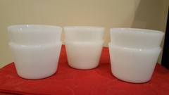 Set of 6 Vintage White Glasbake Custard Cups