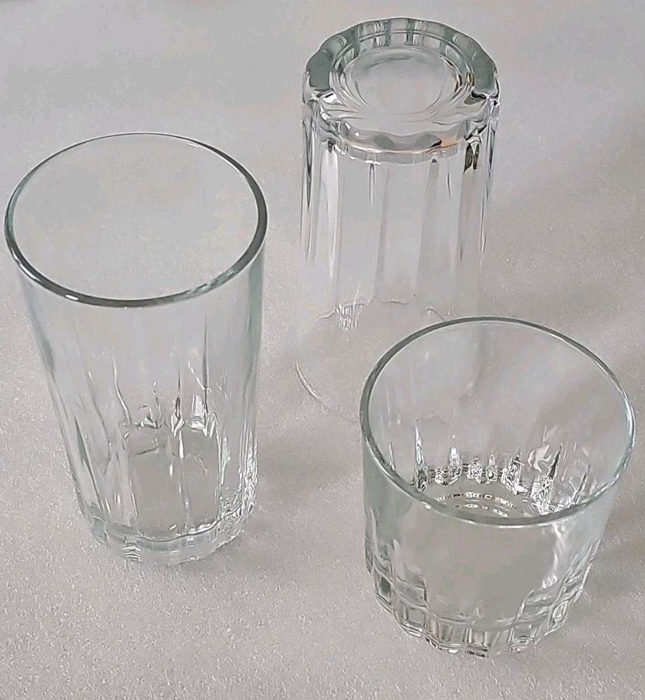 LIBBEY Crisa Glass Wear Clear 1 Whisky & 2 – 12OZ Beverage Tumblers Set Of 3