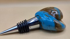 James Hayes Abstract Blown Glass Wine Stopper, Heavy, Blue & Brown EXCELLENT