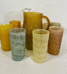 MCM ~ 1950’s Retro Vintage Spaghetti String ~ Pitcher and Tumbler Set ~ Nice!