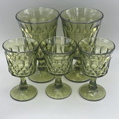 VTG MCM Noritake Perspective Large Small Avocado Green Wine Water Goblets 5