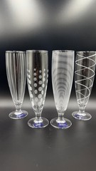 Set Of 4 Mikasa Etched Clear «Cheers» Pilsner Glasses 9.5″