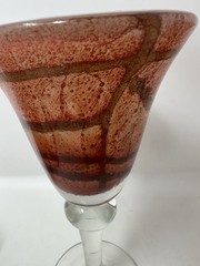 Hand Blown Goblets Stemware Stone Look Vintage Rare Earthtones Rustic Elegance