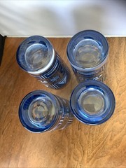4 MCM Cobalt Blue 5.5” Nautical HighBall Glasses Barware Ship Sailboat jB1