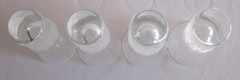 Set of 4 Vodka Shot Glasses Frosted Hammered Honeycomb Base 3 3/4″