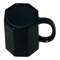 Set of 6 Arcoroc France OCTIME BLACK 10 OZ Glass Mugs NEW