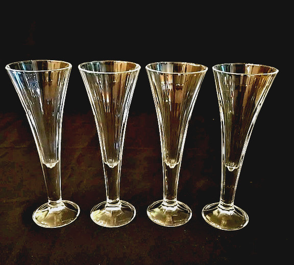 Lot Of 4-Cristal D’Arques Durand VTG Fluted Champagne Glasses Monceaux Pattern