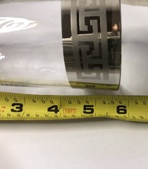 SET 8 VTG MCM DOROTHY THORPE Silver Band Geometric Design Glass Tumbler Carrier