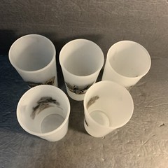 5 Classic Cars Frosted Glass Tumblers Packard Rambler Cadillac Buick Chevy 5.5″