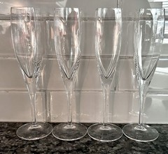 Mikasa Panache Crystal Champagne Flute(s) 9.75” Square (4) Made In France EUC