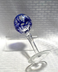 NACHTMANN TRAUBE SHERRY GLASS 5 1/2″ COBALT BLUE CUT TO CLEAR CRYSTAL BOHEMIAN
