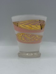 Fred Press Mid Century Modern Juice Glasses Tumblers Set of 4 Gold Leaf Pink