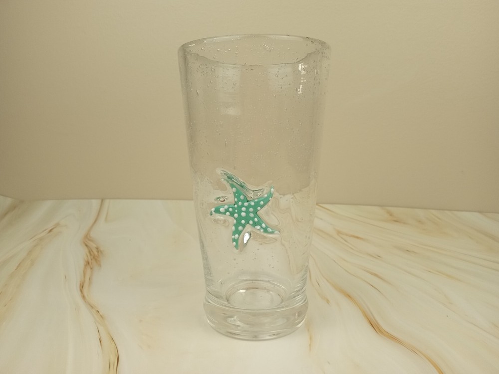 Shoreline Collection Starfish Highball Bubble Glass 6.25″ Coastal EUC