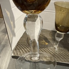 Southern Living 4 Arlington Amber Water Wine Goblets Handblown 8” 10 Oz