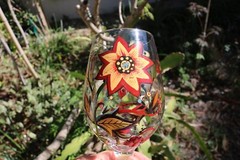 Pier 1 Carynthum Wine/Water Goblet (s) Glassware 9 » Autumn Colors Large Flower