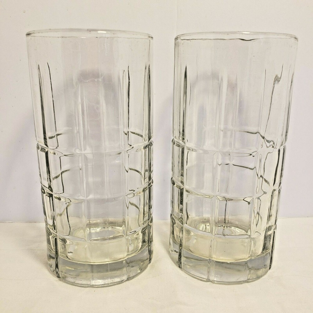 2 Retro Vintage Anchor Hocking Tall Drinking Glasses