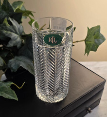 Ralph Lauren Herringbone Crystal 6 1/4 In. Highball Glass, 3 Vert. Cuts, New