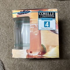(4) CORELLE Corning Rosemarie Drinking Glass TUMBLER VTG