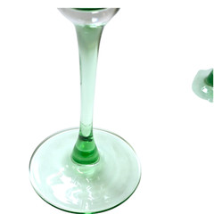 Vintage Durand Cristal D’arques Green Stem Sombrero Margarita Glasses Set of 2