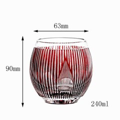 Round Hand Blown Red Crystal Double Old Fashioned Solid Whiskey Glass 240ml