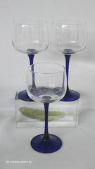 3 «Neptune» Cristal D’Arque Contemporary Wine Hocks / Goblets /Glasses Set