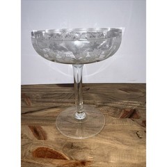 1920’s Fry Art Glass Etched Crystal Grape Leaves Champagne/Tall Sherbet 6.5″H