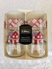 Vintage Libbey 1980s Home Sweet Home Tumblers Country Farmhouse Glasses Set of 4