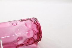 CRANBERRY GLASS INVERTED THUMBPRINT DOT OPTIC 3.75″ TUMBLERS-6 PCS