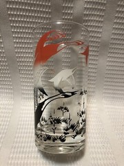Clear Glass/ Pink, Black, White Wlld Geese Drinking Glass/Tumbler