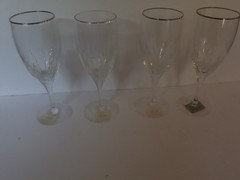 4 Lenox Firelight Crystal Iced Tea Water Glasses Platinum Trim With Stickers On
