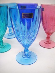 Set of 8 Vintage WATERFORD MARQUIS SPARKLE ICED TEA GLASSES-COLORS!-EXC.