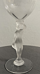 Vintage Bayel France Crystal Goblet Frosted Female Figure Stem Art Nouveau Wine