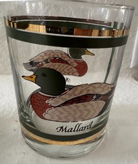 4 VTG 70’s Libbey’s Mallard Duck Whiskey old fashioned glasses 10k gold
