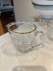 Waterford Crystal Lismore Gold Rim Cream & Sugar Set 2-Piece Excellent Condition