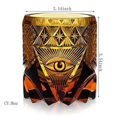 Hand-Carved God’s Eye Whiskey Glasses -7oz Artisan Crystal Glassware for Bourbon