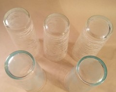 MCM Drinking Glasses. Lines & Dots. Set Of 5. 14oz. 3 White, 2 Teal