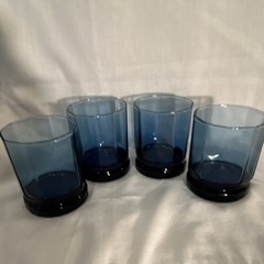 4 Anchor Hocking Essex Cobalt Blue Double Old Fashioned 9oz 10 Panel Glasses Set