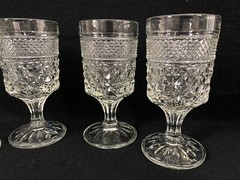 4 Vintage Anchor Hocking Wexford Wine Juice Goblets 5 3/8″ Tall Clear Glass