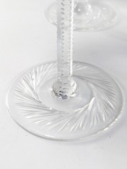 Set of 6 – Bohemian Overlay Cut-to-Clear Crystal Wine Goblets Jewel Tones