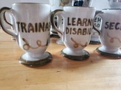 Louisville Stoneware Drink Dispenser & 12 Cups Binet School Disabilities JCPS KY