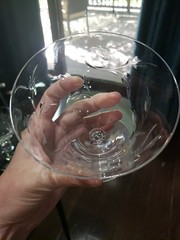 (2) Water Goblets Glasses Tiffin crystal cut Lenox Rhodora stem 17474 leaves