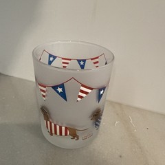 CULVER Frosted Patriotic Dachshund July 4th Glass 4”