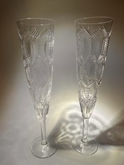 2 Vintage Geschliffene Kristill Champagne Glasses 9-1/4”