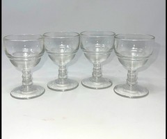 Set of 4 Vintage Beehive clear petite Sherry Gimlet stemmed Glasses