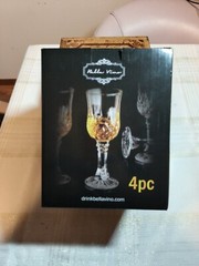 Crystal Wine Glasses Set of 4 by Bella Vino – 5.5 Ounce – Old Fashioned Designed
