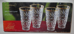 Cristal d’Arques Set of 4 Crystal Glasses TRADITIONS GOLD Highball 11.75 oz. NOS