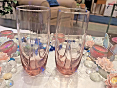 Glasses Libbey Imperial Drape Pattern Pink Tumblers Iced Tea 16 oz